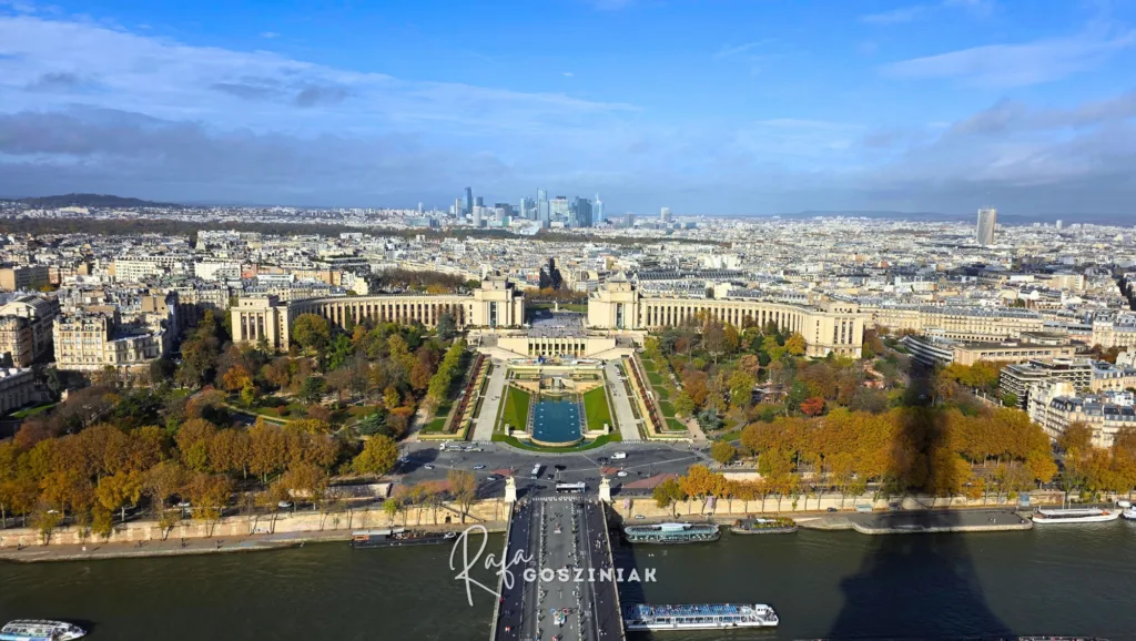 Trocadero e Rio Sena vistos de cima da Torre Eiffel